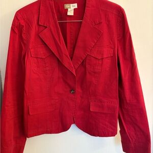 Per Se Vibrant Red Single-Button Cotton Blazer